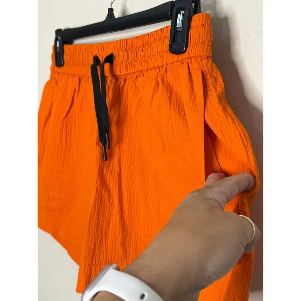 Everlane Gauzy Organic Cotton Shorts Womens S Orange Pull On Drawstring Summer